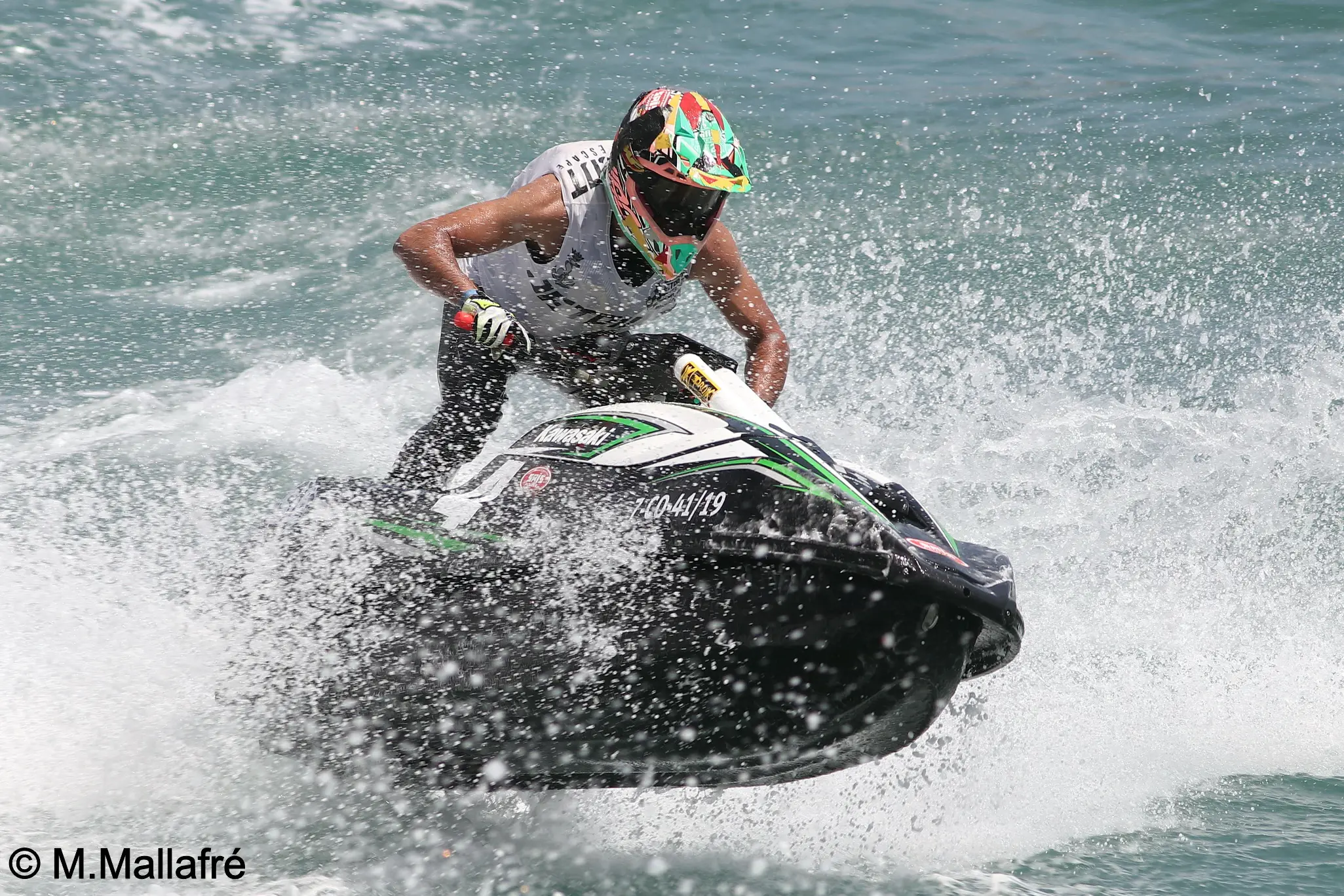 Piloto compitiendo en moto acuática Kawasaki durante la regata del Campeonato de Catalunya en Port Ginesta | © M. Mallafré